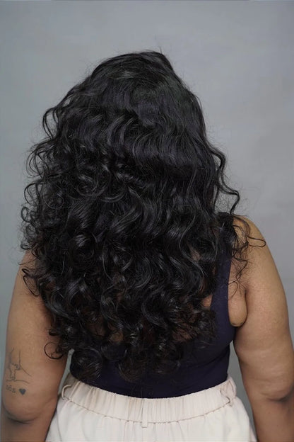 Cabello Humano HD con Raya Libre - Letícia 26''